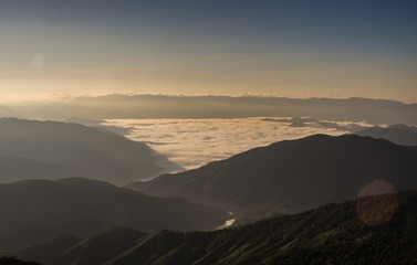 mist over the mountain on morning at view point