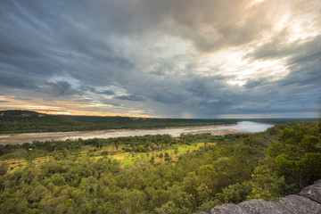 Mekong river with sunset