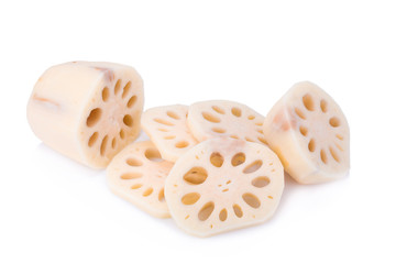 Lotus root on white background