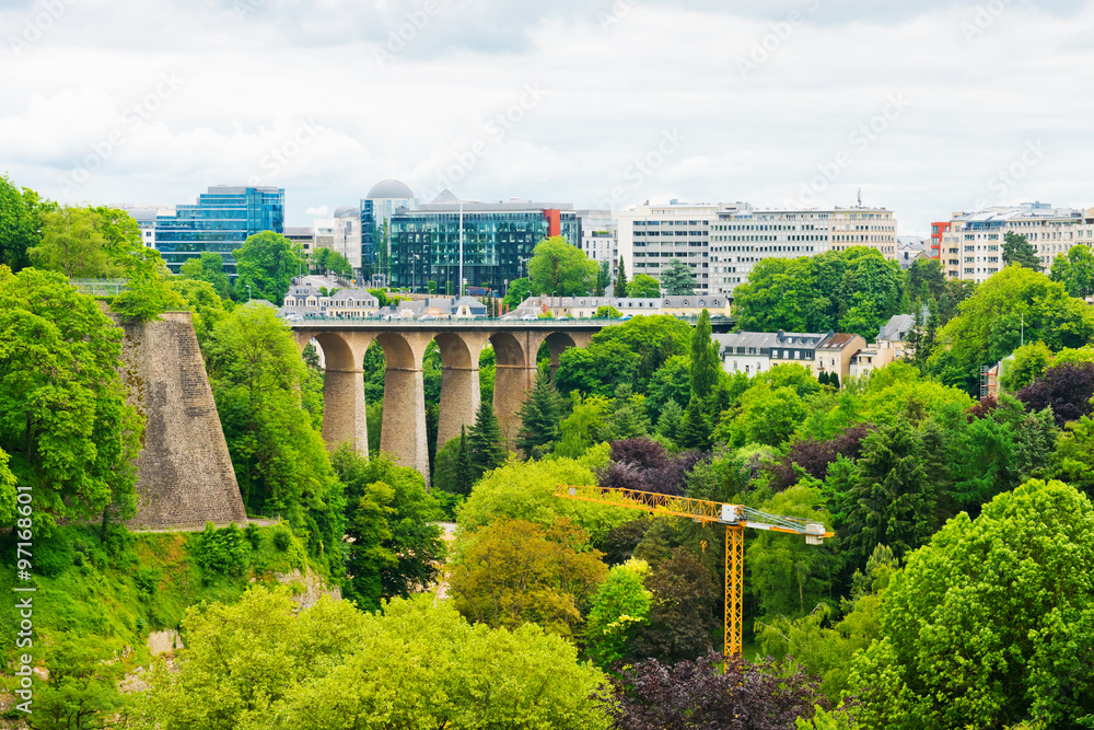 Sticker old bridge - passerelle bridge or luxembourg viaduct in luxembou