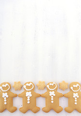 Christmas background with gingerbread borders.