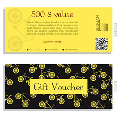 gift voucher with bike vector coupon template