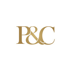 P&C Initial logo. Ampersand monogram logo