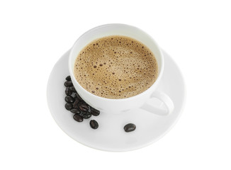 Cup of coffee and coffee bean isolated, Clipping