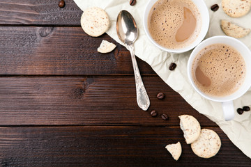 Kaffee Tassen mit Keksen Hintergrund