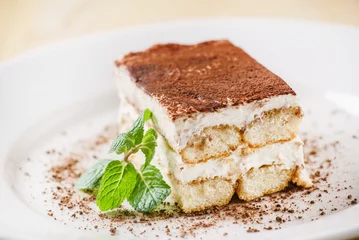 Foto op Plexiglas Dessert tiramisu taart