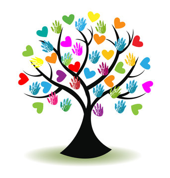 Logo tree heart and hands