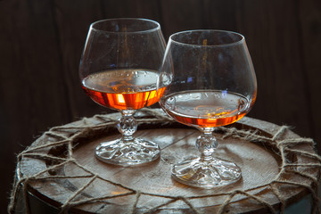 Glasses with cognac