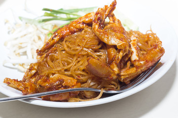 Stir-fried rice noodles (Pad Thai) is the popular food in Thailand
