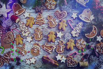 Christmas baking - homemade christmas cookies and christmas spices
