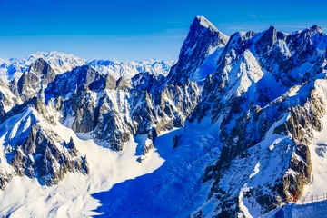 Washable wall murals Mont Blanc Freeski - Valle Blanche starting point from the Aiguille du Midi, Mont Blanc, Chamonix