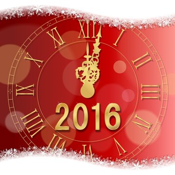 Carte vœux 2016 avec horloge à minuit