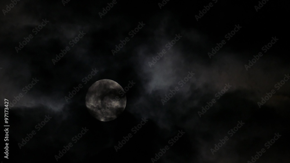 Canvas Prints timelapse with full moon moving between clouds, 4k