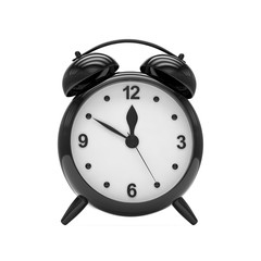 Black alarm clock on white