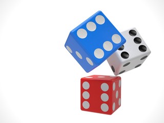 three dices on white