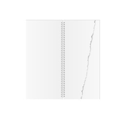 white blank spiral paper book with torn paper