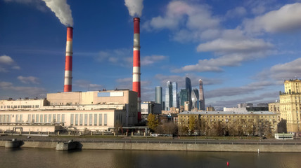 Fototapeta na wymiar Industrial buildings in Moscow