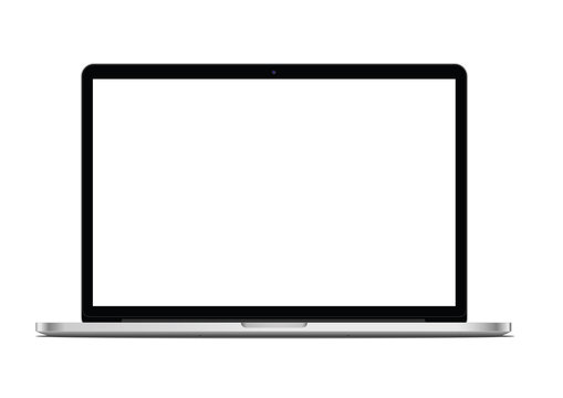 Realistic laptop with blank screen isolated on white background. vector illustration
