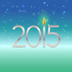 Happy new year  2015 card with candle flame