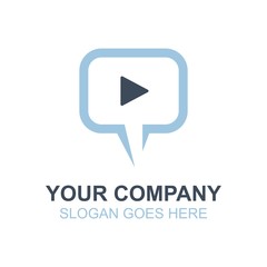 Video Play Start Button Icon Vector Logo