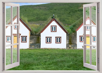 Turf houses at Glaumbaer folk museum, Iceland