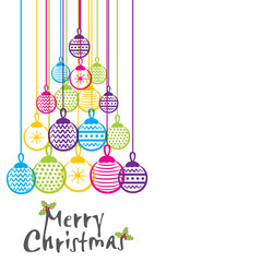 merry christmas colorful ball greeting design vector
