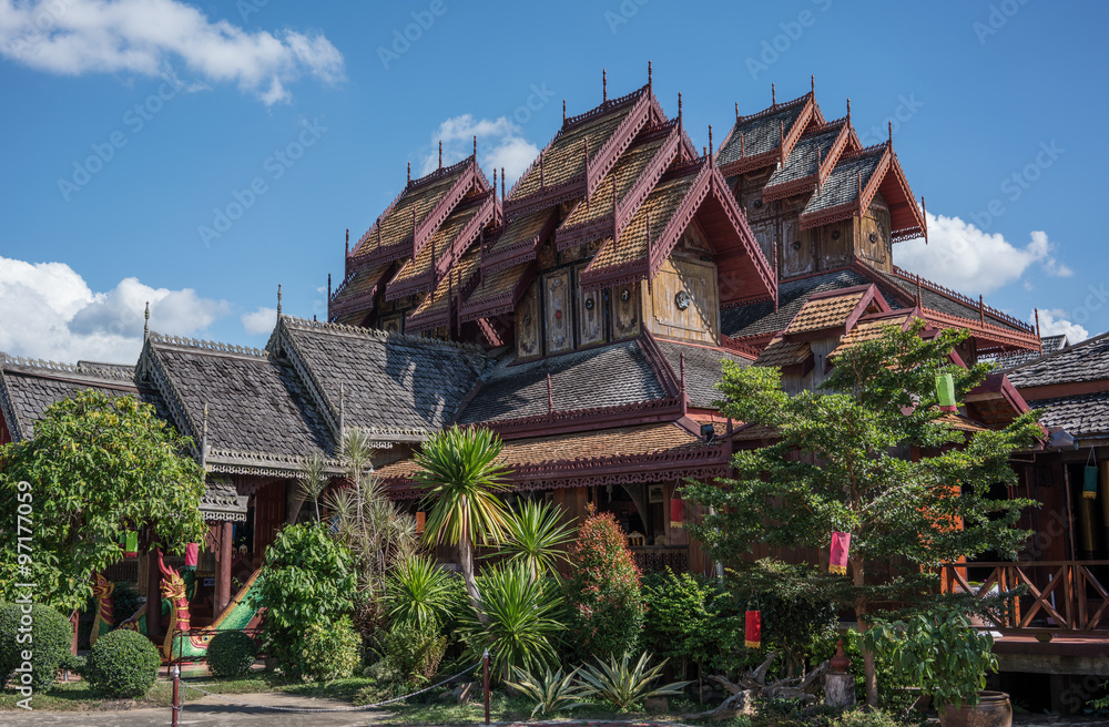 Wall mural wat nantaram in phayao, thailand