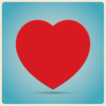 Red Heart  on blue background