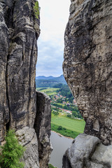a beautiful view of the river Elbe from a height. Saxon Switzerland, landscape 