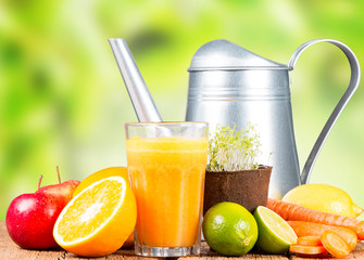 Fresh juice, Healthy drink on wood, Nature fruits 