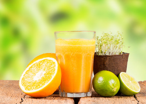 Fresh juice, Healthy drink on wood, Nature fruits 
