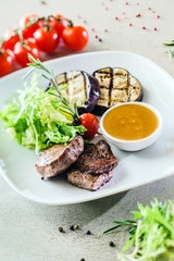 steak with vegetables