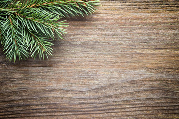 Wood texture with ornament and firtree.