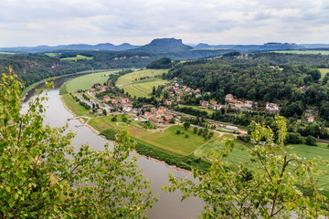 Fototapeta na wymiar a beautiful view of the river Elbe from a height. Saxon Switzerland, landscape 