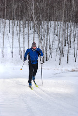 Fototapeta na wymiar Cross-country skiing man