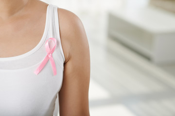 Woman with pink ribbon