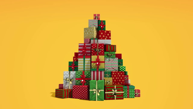 Falling down shape of christmas tree and gifts(included alpha)
