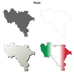 Pavia blank detailed outline map set