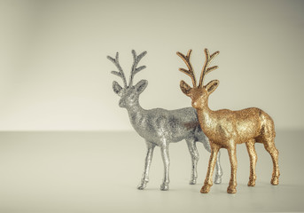 christmas deer gold and silver vintage tone