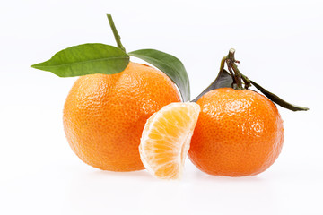 some fruits of clementine isolated on white background