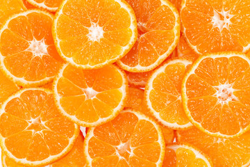 background of slices of clementine fruit.