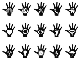 hand concept icons set