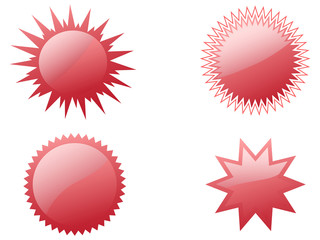 Red label star burst buttons