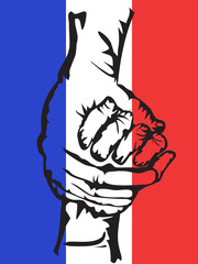 hands holding solidarity france background