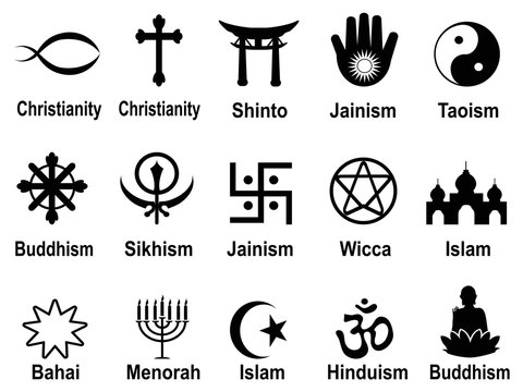 black religious symbols icons set