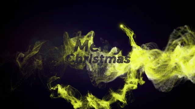 Merry Christmas, Gold Text in Particles Ring, 4k
