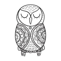 Cute decorative ornamental Owl. vector doodle illustration