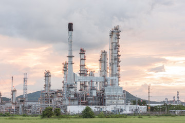 Oil Refinery factory in morning sunrise