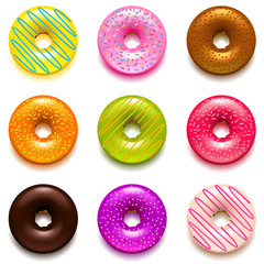 Donuts icons vector set