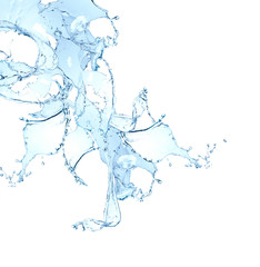 blue water splash isolated on white background